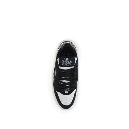 Philipp Plein Schwarze Kalbsleder Bos Taurus Low-Top Sneaker