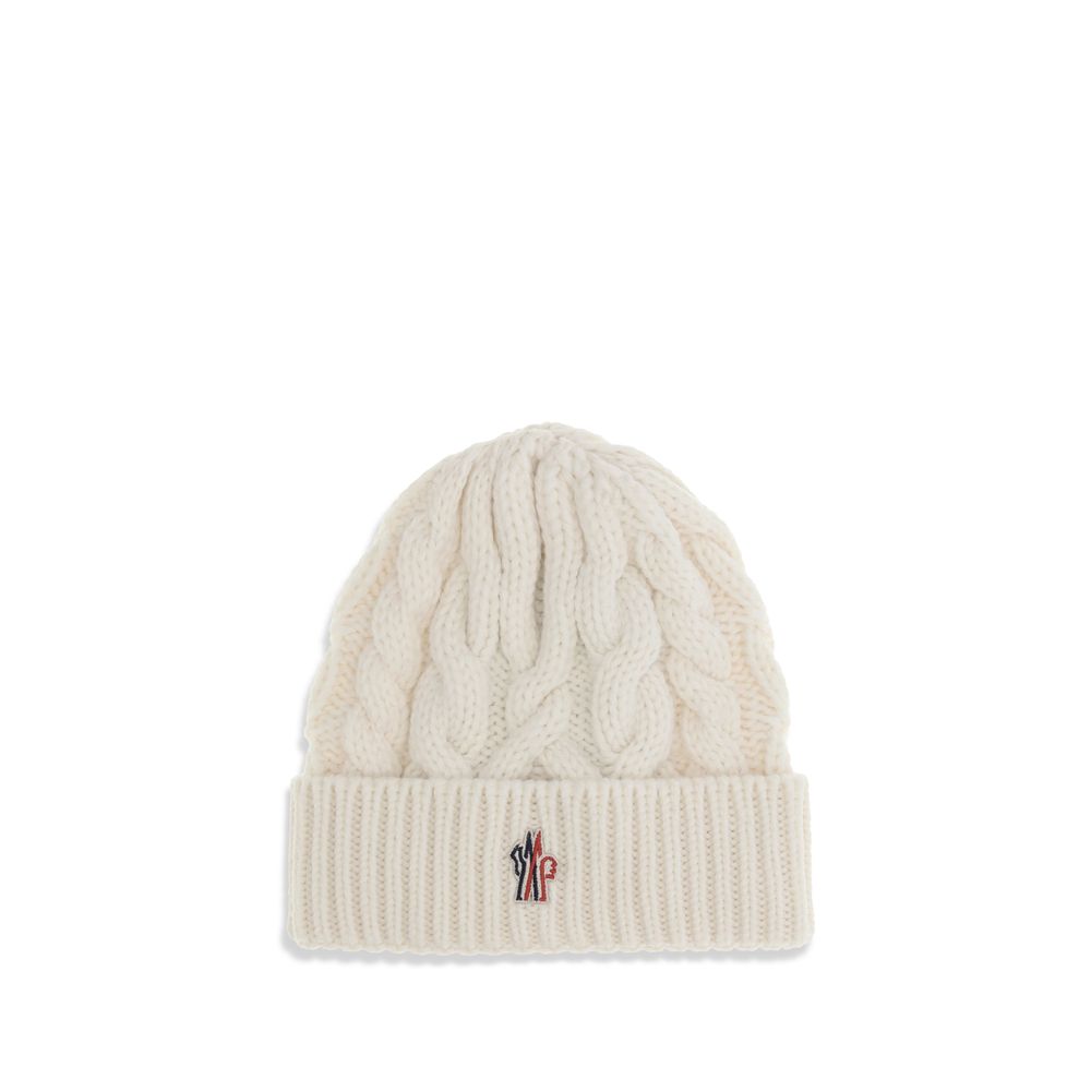Moncler Grenoble weiße Fleece-Wollmütze