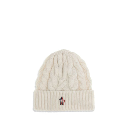 Moncler Grenoble weiße Fleece-Wollmütze