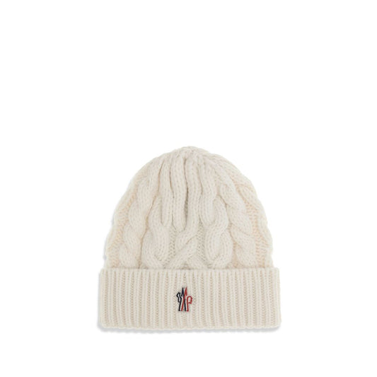 Moncler Grenoble weiße Fleece-Wollmütze