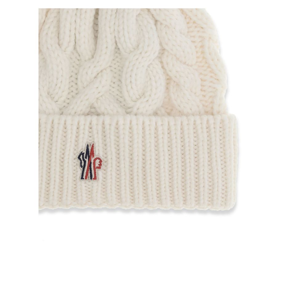 Moncler Grenoble weiße Fleece-Wollmütze