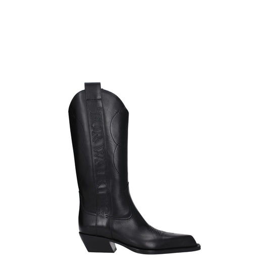 Off-White – Schwarze Lederstiefel mit hohem Absatz