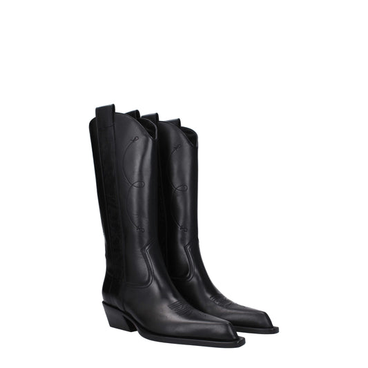Off-White – Schwarze Lederstiefel mit hohem Absatz