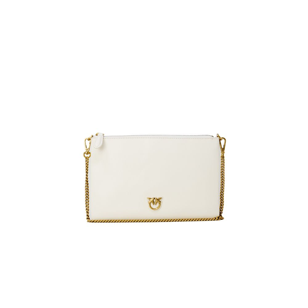 PINKO Clutch aus cremefarbenem Leder