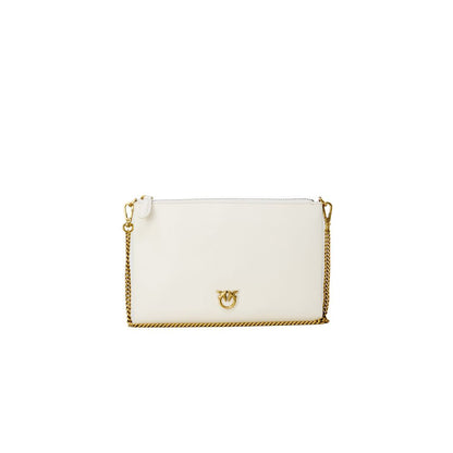 PINKO Clutch aus cremefarbenem Leder