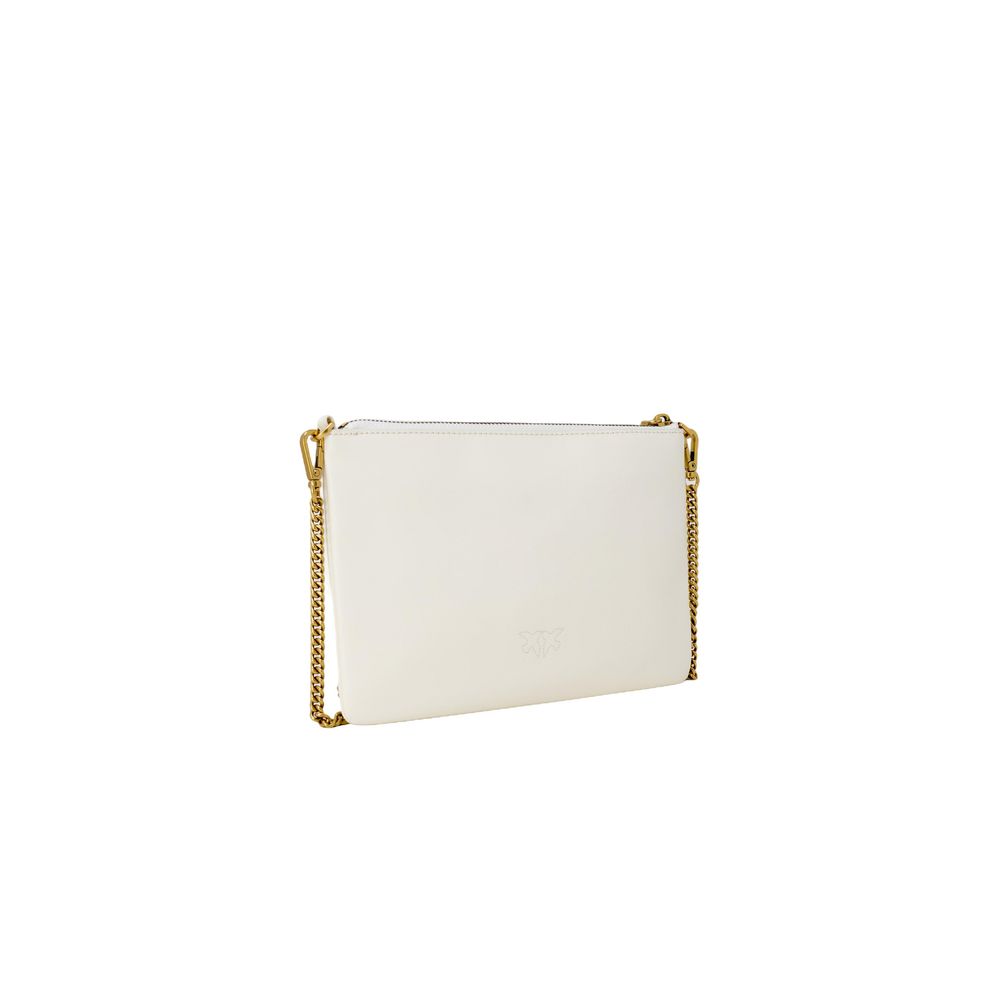 PINKO Clutch aus cremefarbenem Leder