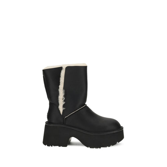 UGG Schwarze flache Lederstiefel