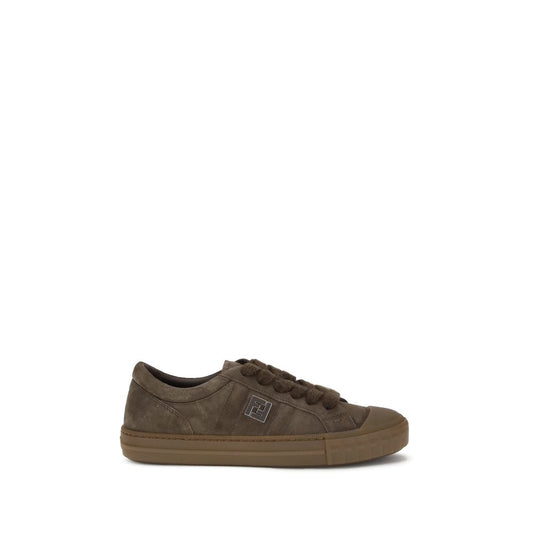 Fendi Braune Gummi-Sneaker mit niedrigem Schaft