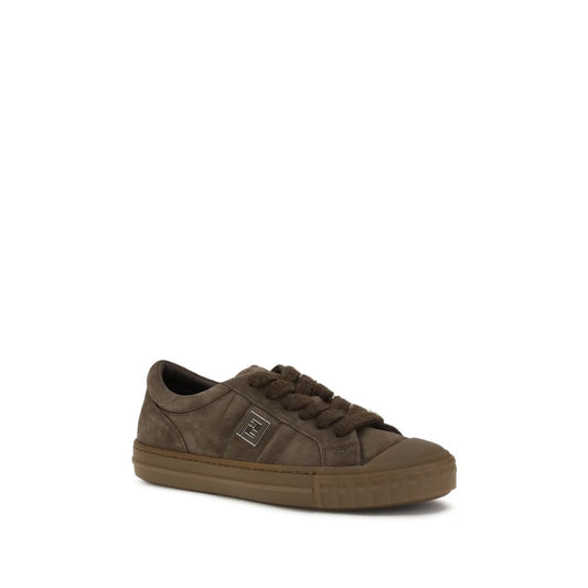Fendi Braune Gummi-Sneaker mit niedrigem Schaft