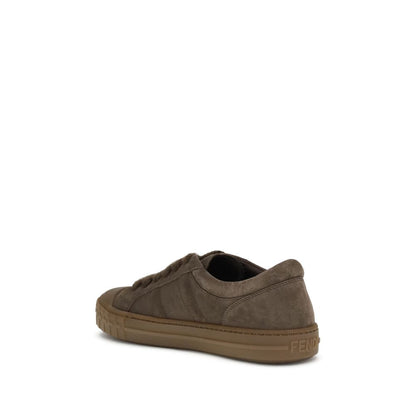 Fendi Braune Gummi-Sneaker mit niedrigem Schaft