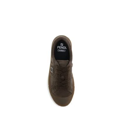 Fendi Braune Gummi-Sneaker mit niedrigem Schaft