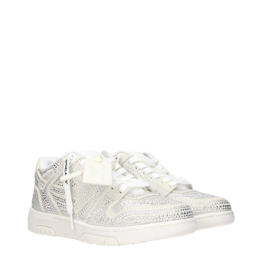 Off-White beige Leder-Sneaker mit niedrigem Schaft