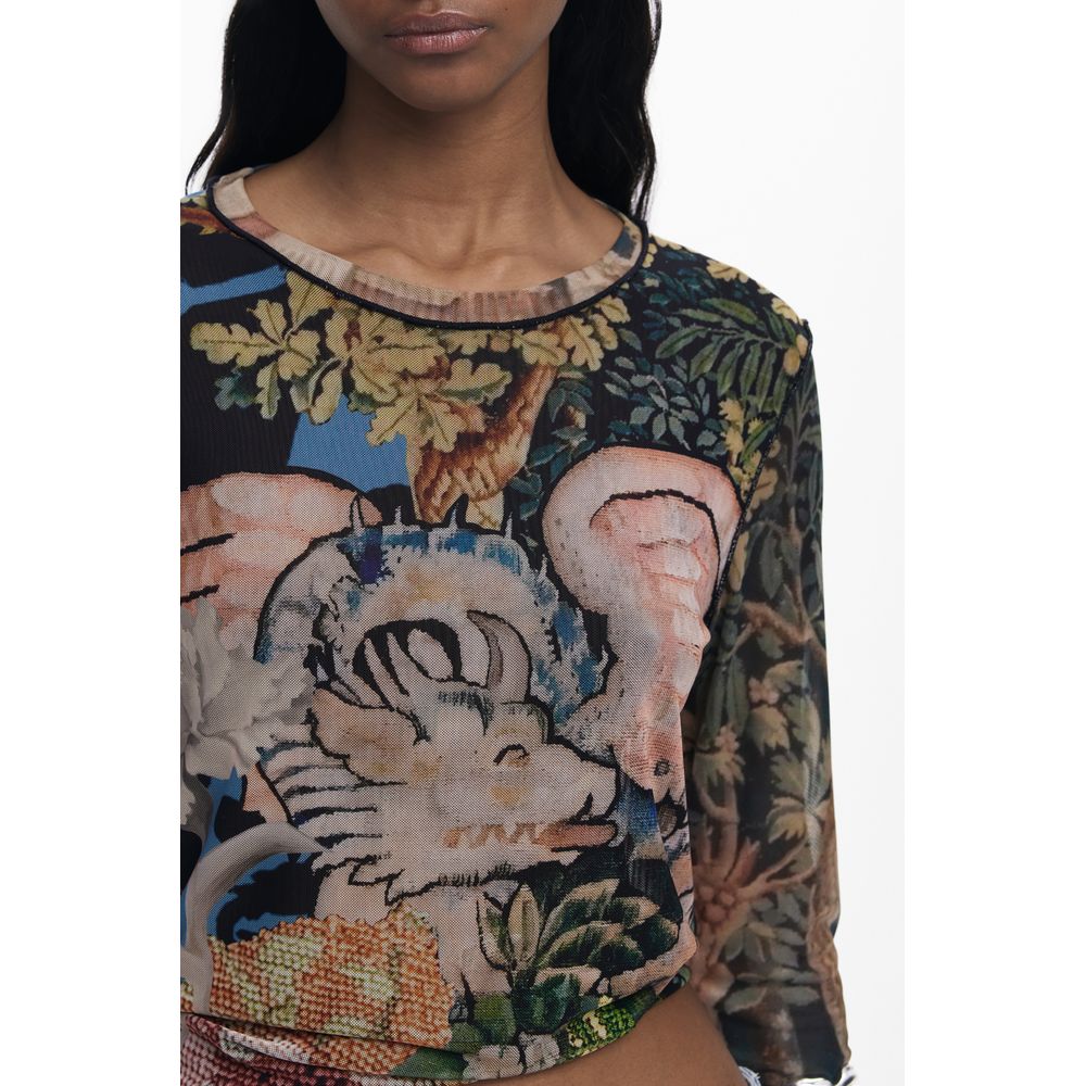 Desigual Schwarzes Polyester-T-Shirt für Damen