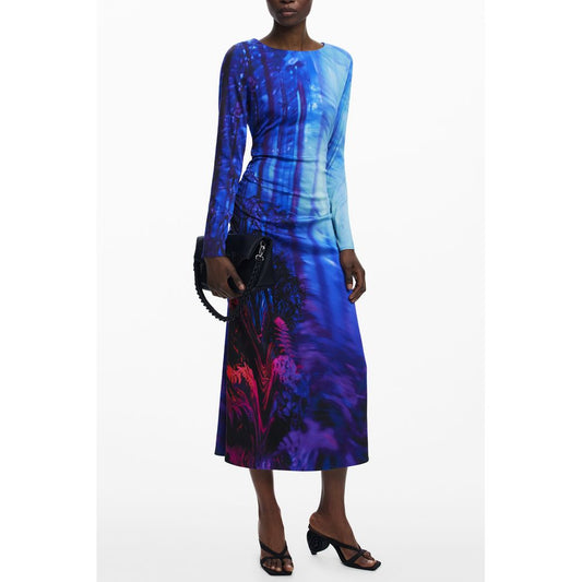 Desigual Blaues Viskose-Damenkleid