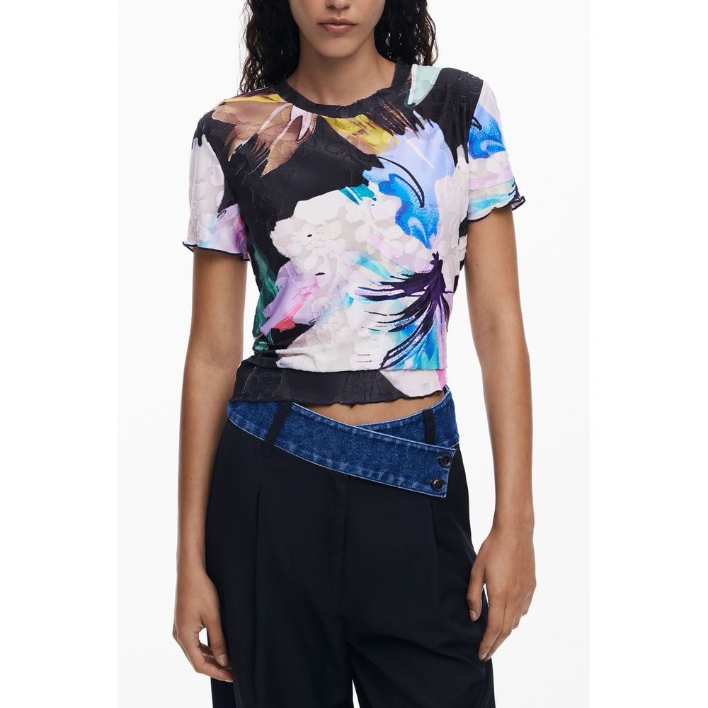 Desigual Schwarzes Polyester-T-Shirt für Damen