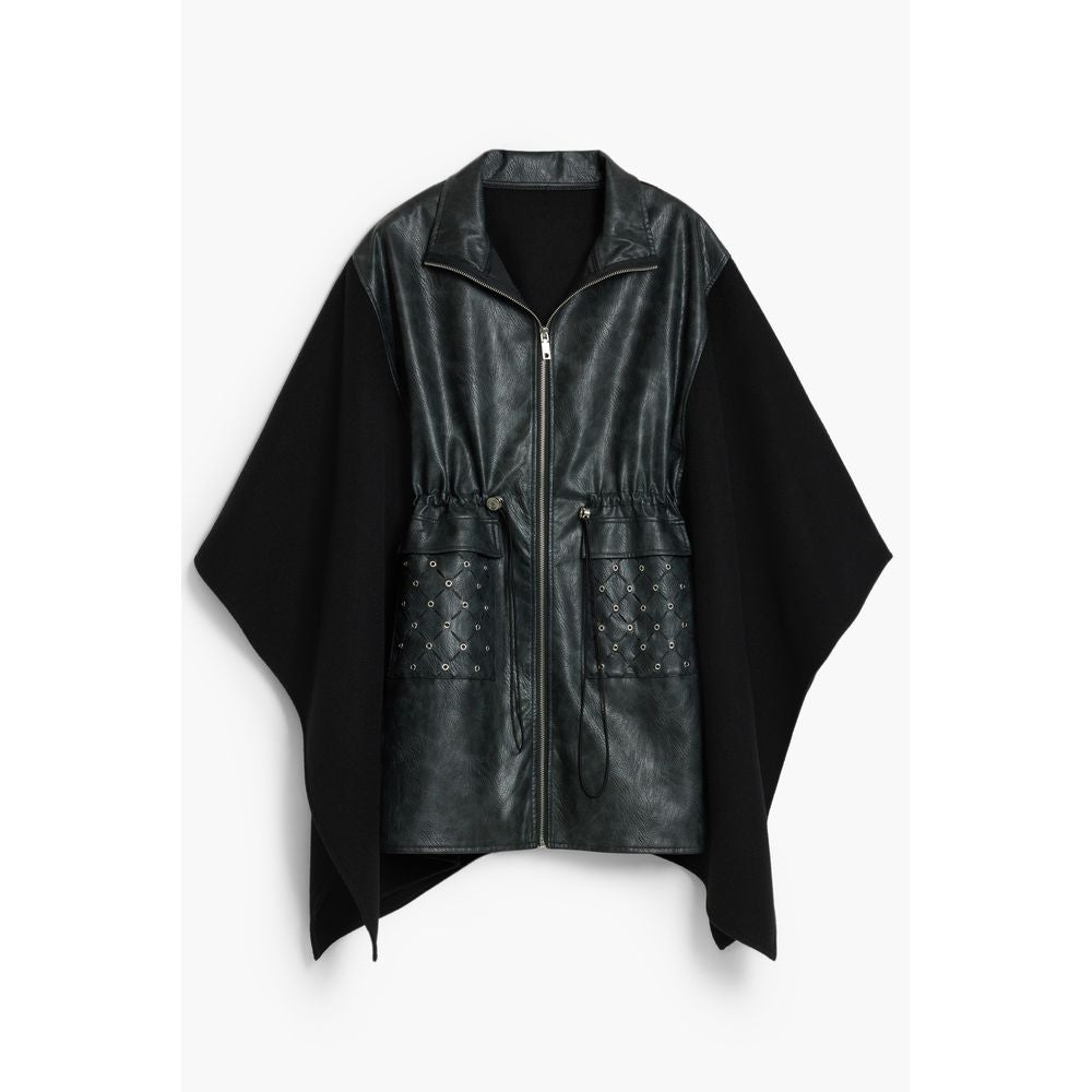 Desigual Schwarzer Polyester-Poncho für Damen