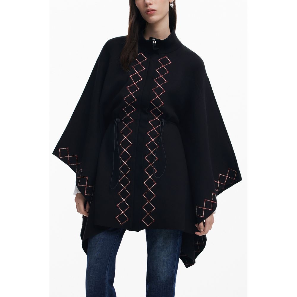 Desigual Schwarzer Polyester-Poncho für Damen