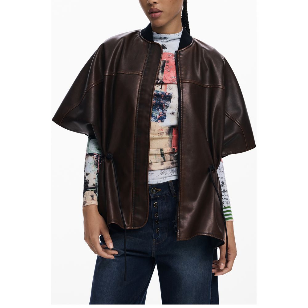Desigual Brauner Polyethylen-Poncho für Damen
