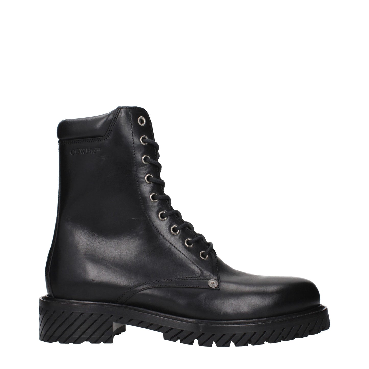 Off-White – Schwarze Lederstiefeletten