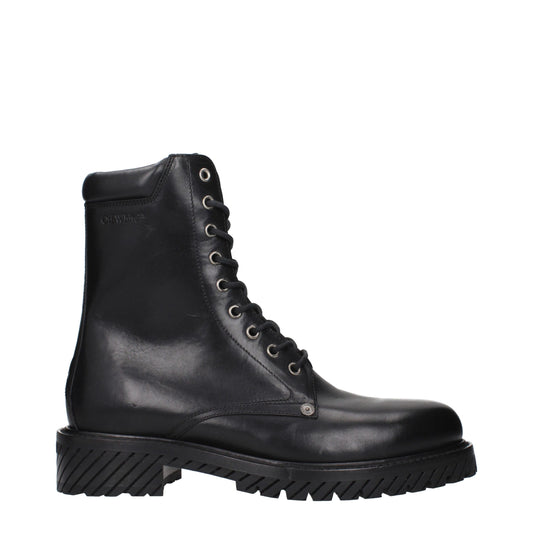 Off-White – Schwarze Lederstiefeletten