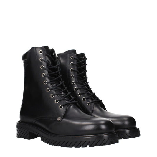 Off-White – Schwarze Lederstiefeletten