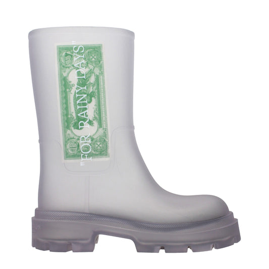 Stiefeletten aus transparentem PVC in Off-White