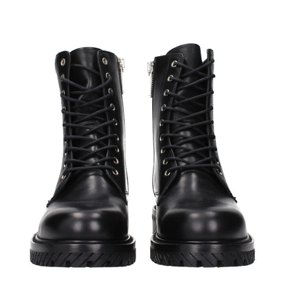 Off-White – Schwarze Lederstiefeletten