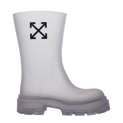 Stiefeletten aus transparentem PVC in Off-White