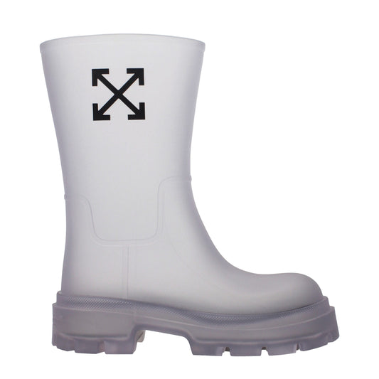 Stiefeletten aus transparentem PVC in Off-White