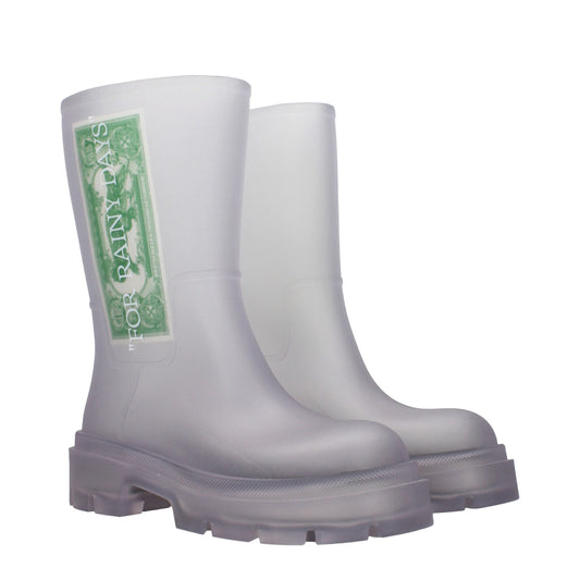 Stiefeletten aus transparentem PVC in Off-White