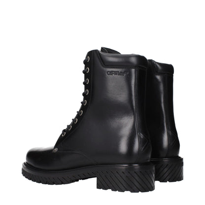 Off-White – Schwarze Lederstiefeletten