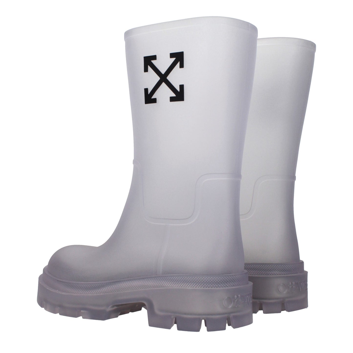 Stiefeletten aus transparentem PVC in Off-White