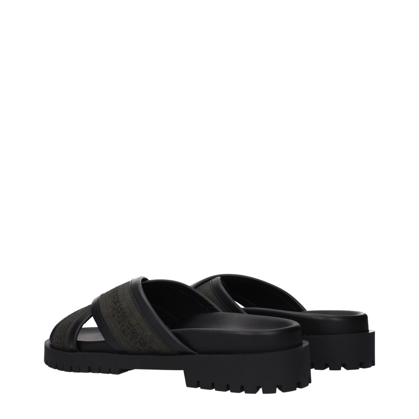Off-White – Flache Sandalen aus grünem Stoff