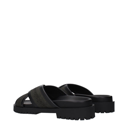 Off-White – Flache Sandalen aus grünem Stoff