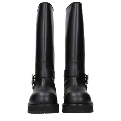 Off-White – Flache Stiefel aus schwarzem Leder
