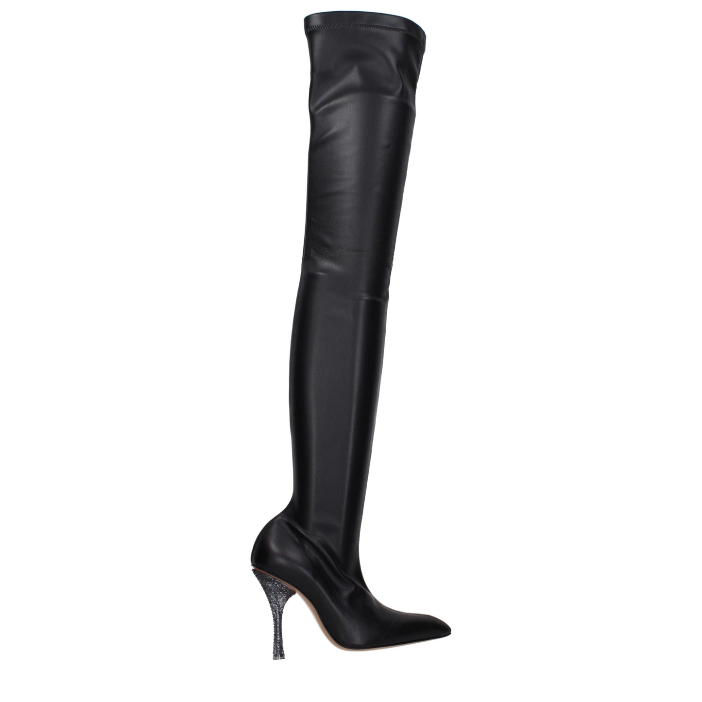 Off-White Overknee-Stiefel aus schwarzem Leder
