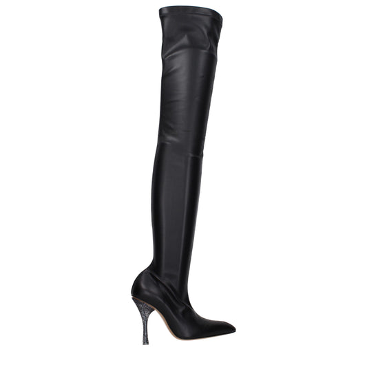 Off-White Overknee-Stiefel aus schwarzem Leder