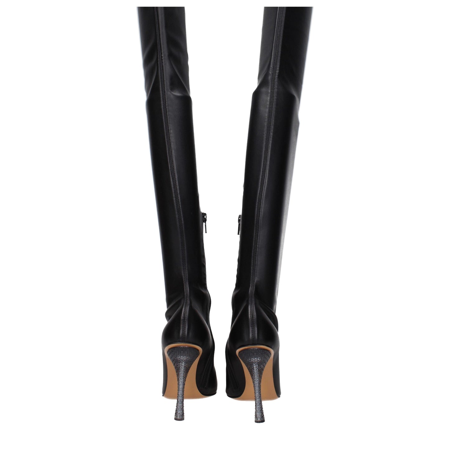 Off-White Overknee-Stiefel aus schwarzem Leder