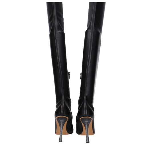 Off-White Overknee-Stiefel aus schwarzem Leder