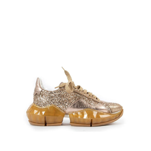 Jimmy Choo Sneaker aus goldfarbenem Kalbsleder mit dicker Sohle