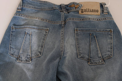 John Galliano Blue Washed Mid Waist Skinny Casual Denim Pants