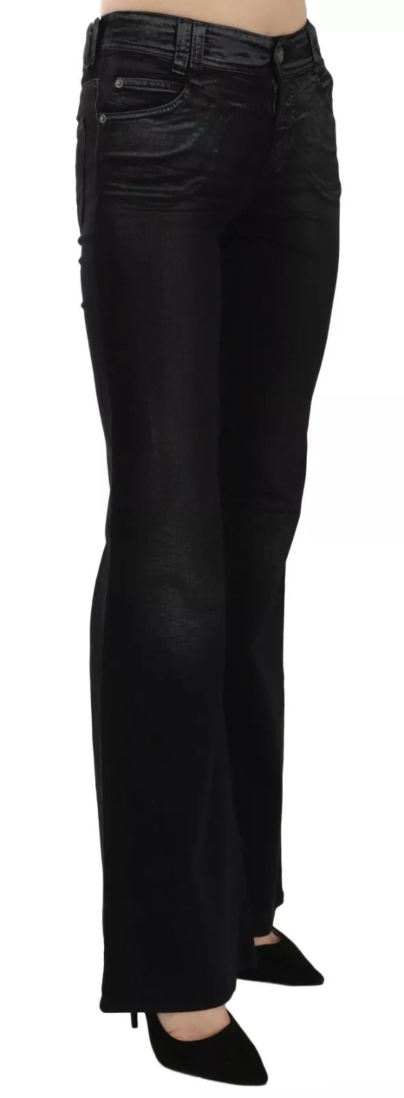 John Galliano Schwarz verwaschene Jeans mit ausgestelltem Schnitt und hoher Taille