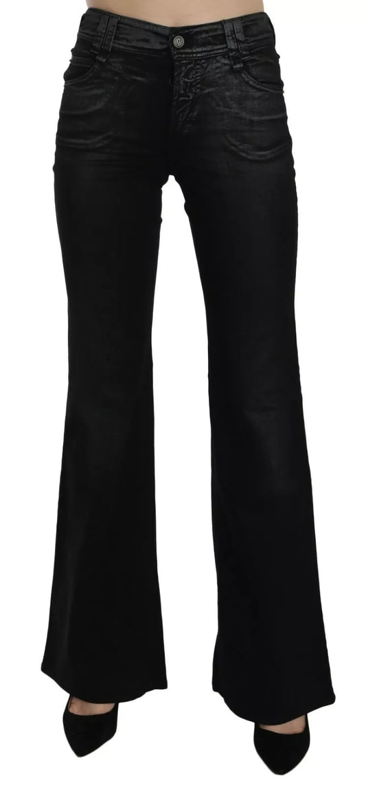 John Galliano Schwarz verwaschene Jeans mit ausgestelltem Schnitt und hoher Taille