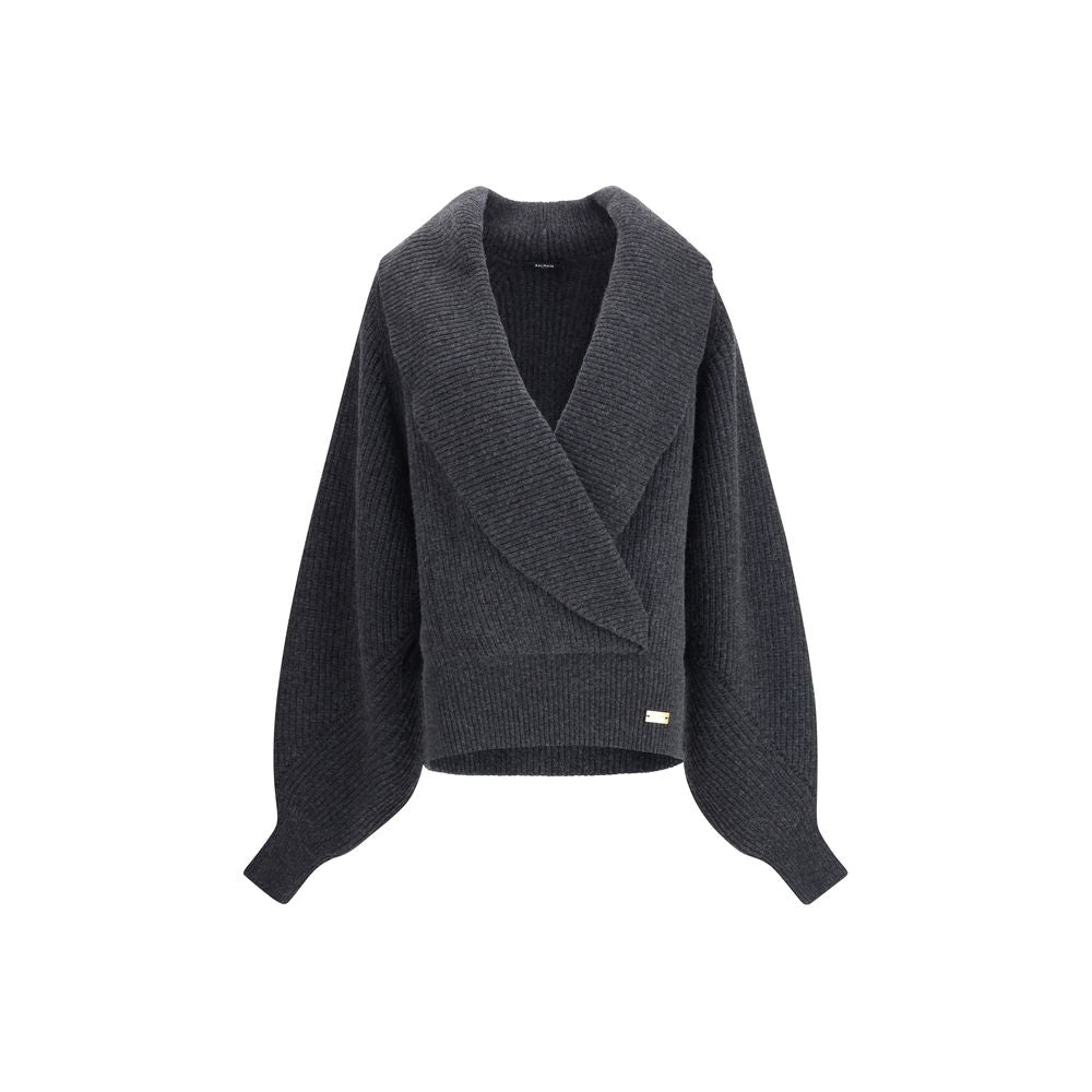 Balmain Oversize-Pullover mit Wickeleffekt
