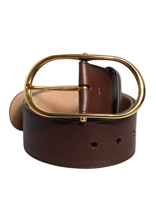 Dolce &amp; Gabbana Brauner Ledergürtel mit klassischer ovaler Metallschnalle