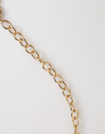 Dolce &amp; Gabbana Goldfarbene Halskette mit Kristall-Uhr-Anhänger