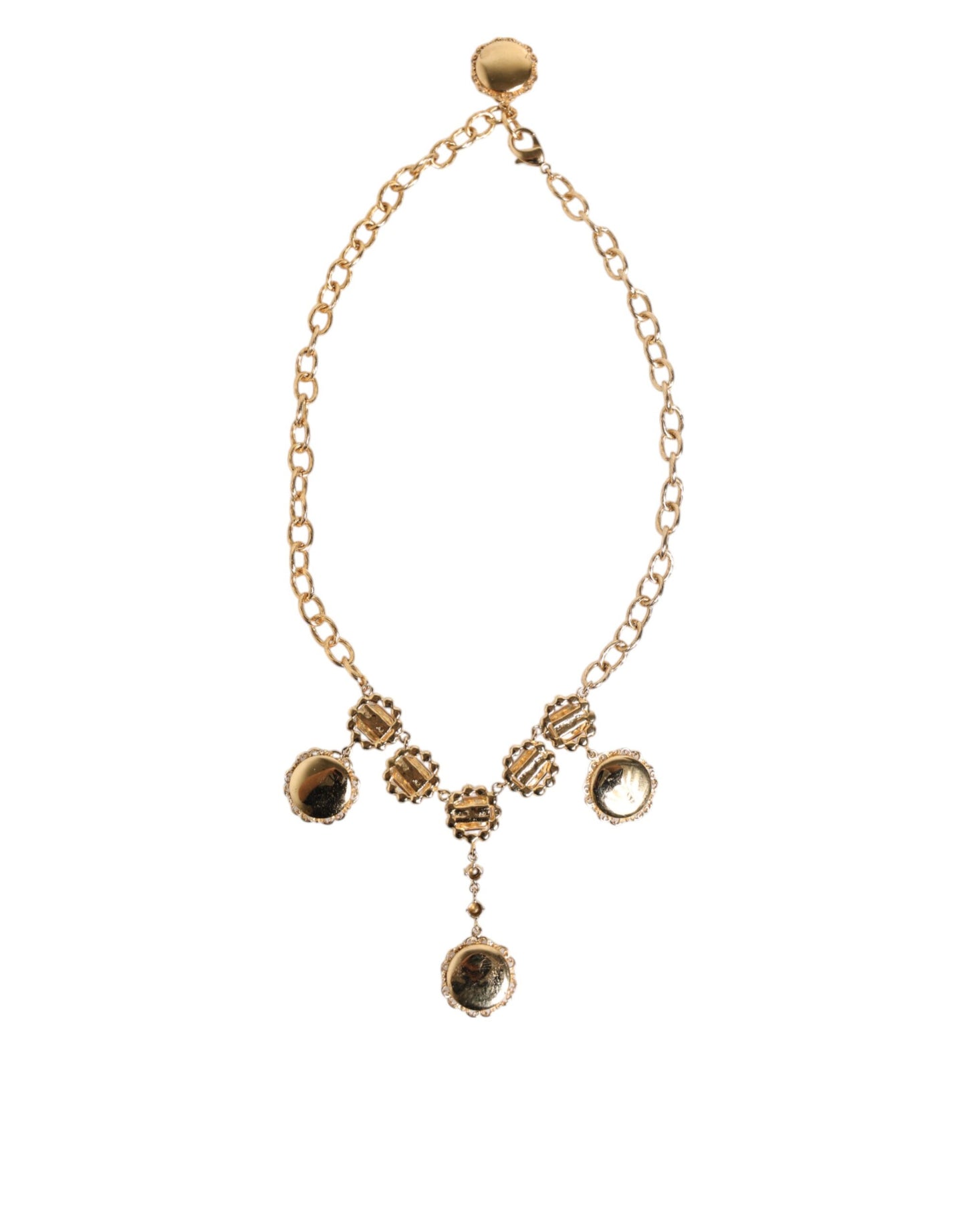 Dolce &amp; Gabbana Goldfarbene Halskette mit Kristall-Uhr-Anhänger