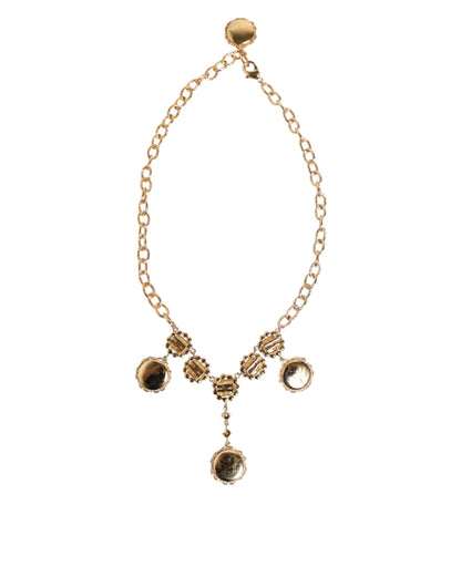 Dolce &amp; Gabbana Goldfarbene Halskette mit Kristall-Uhr-Anhänger