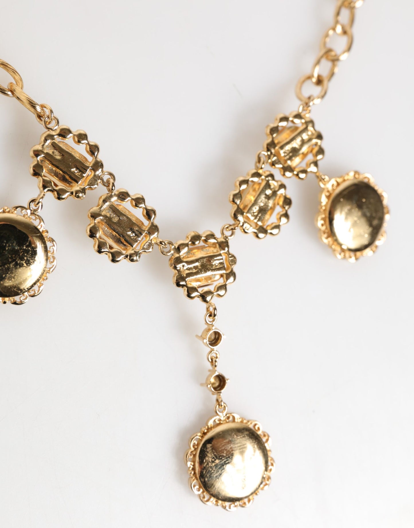 Dolce &amp; Gabbana Goldfarbene Halskette mit Kristall-Uhr-Anhänger