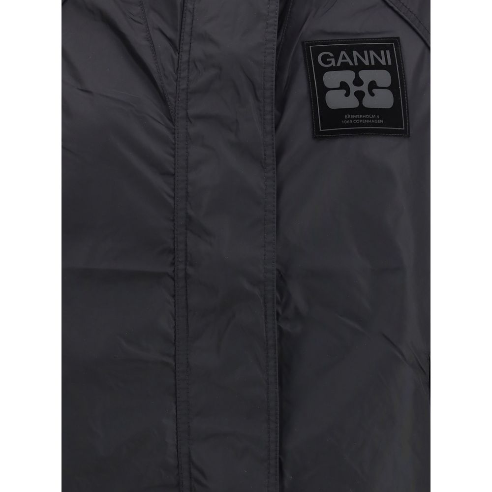 Ganni Schwarze Jacke aus Nylon